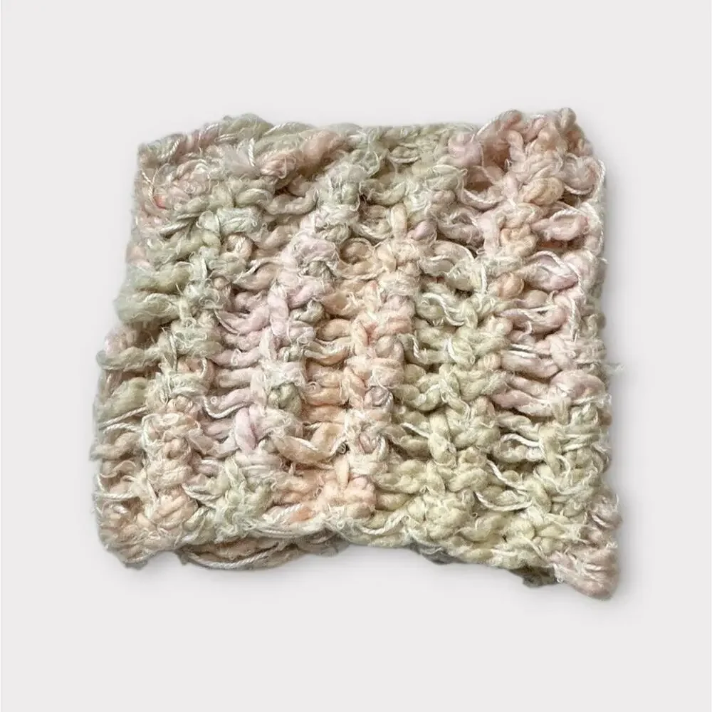 Unbranded Womens Hand Knit Infinity Scarf Loop Pink Brown White Warm Cozy Winter